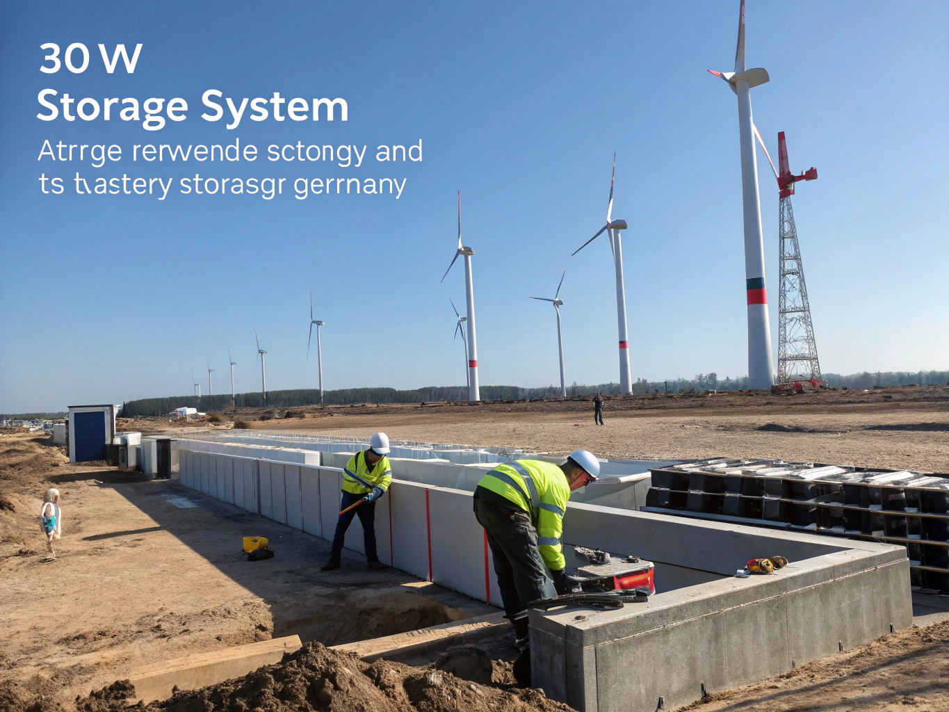 Bauarbeiten und Kranmontage von Industrie-Batteriespeicher-Containern